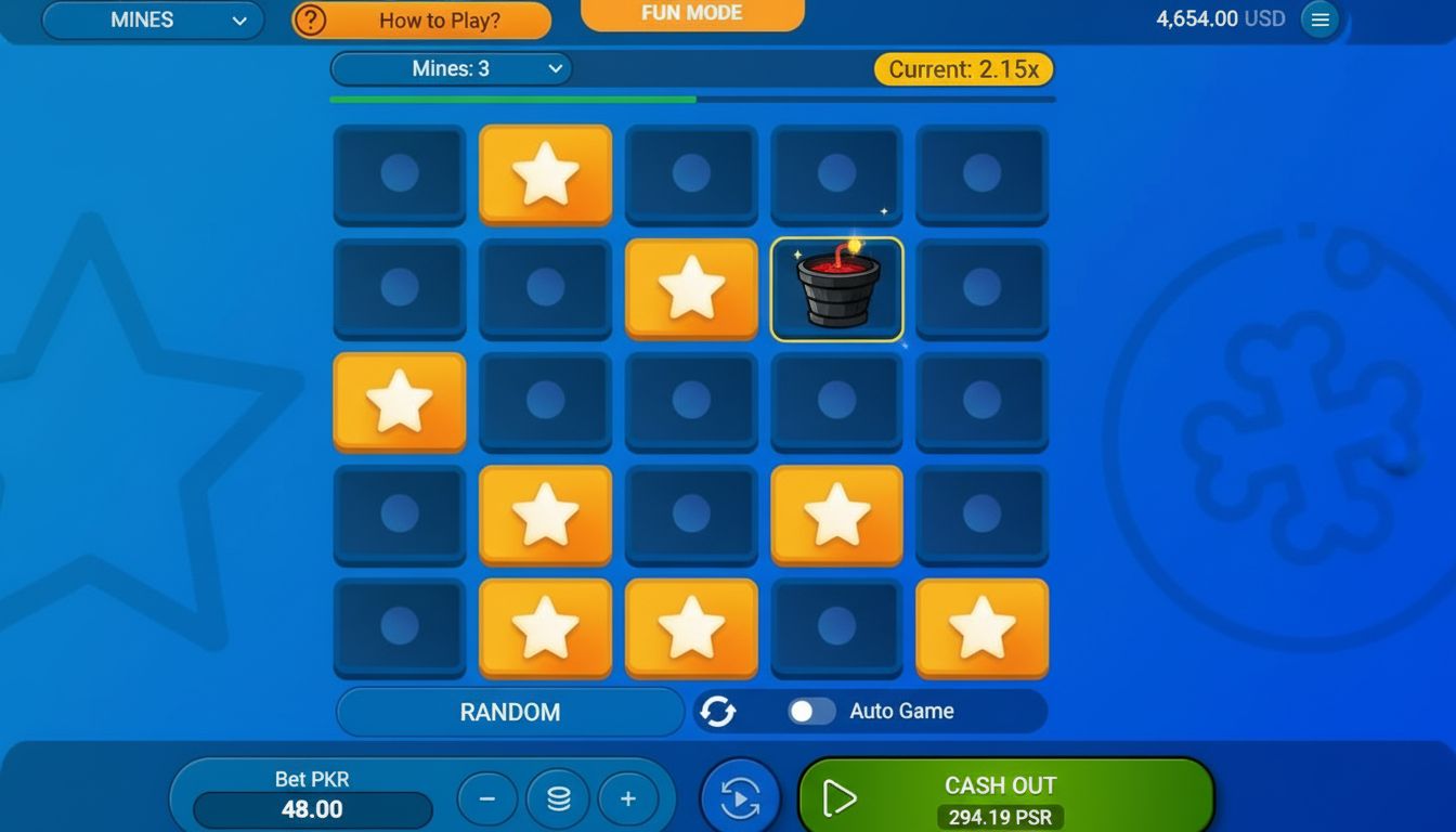 Picture of Mines game with “No Deposit” banner and Pakistani flag theme